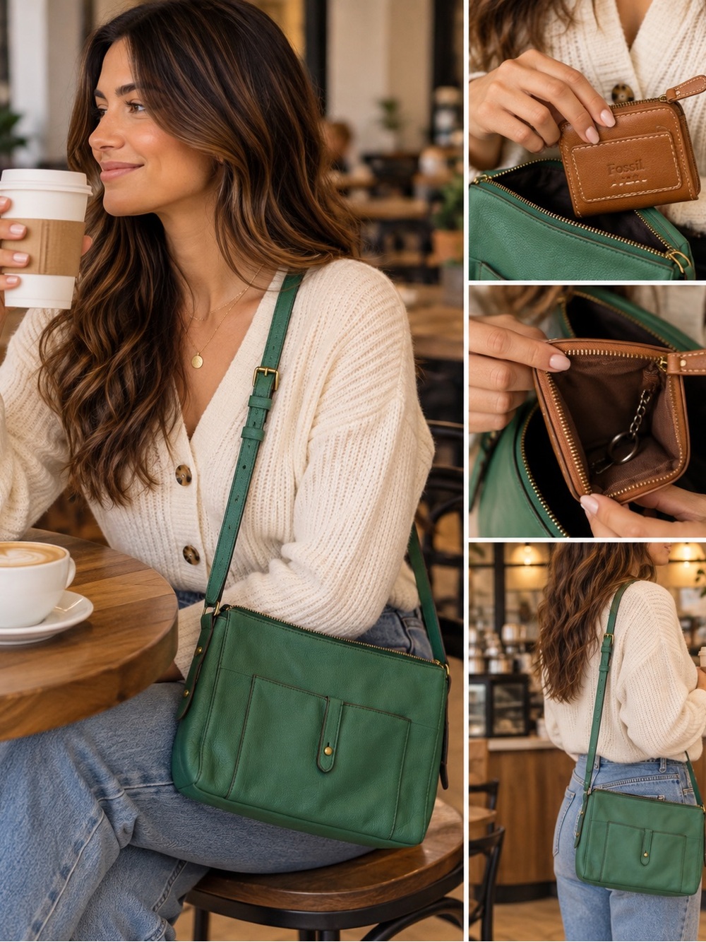 Fossil Tan Leather Zip Pouch